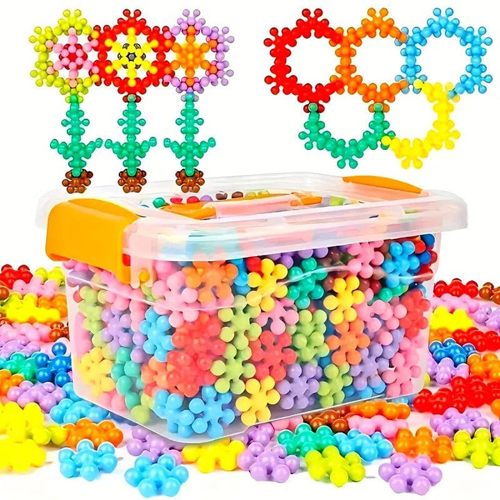 Colorful Flower Building Blocks in Storage Box | 500 Pcs - RT - 500P - Planet Junior