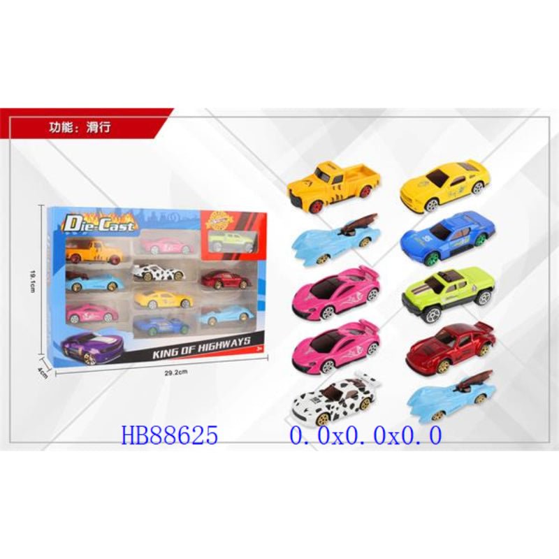 Colorful High Speed Die Cast Cars | 10 Pcs - BLL - DK - 324 - 292 - Planet Junior