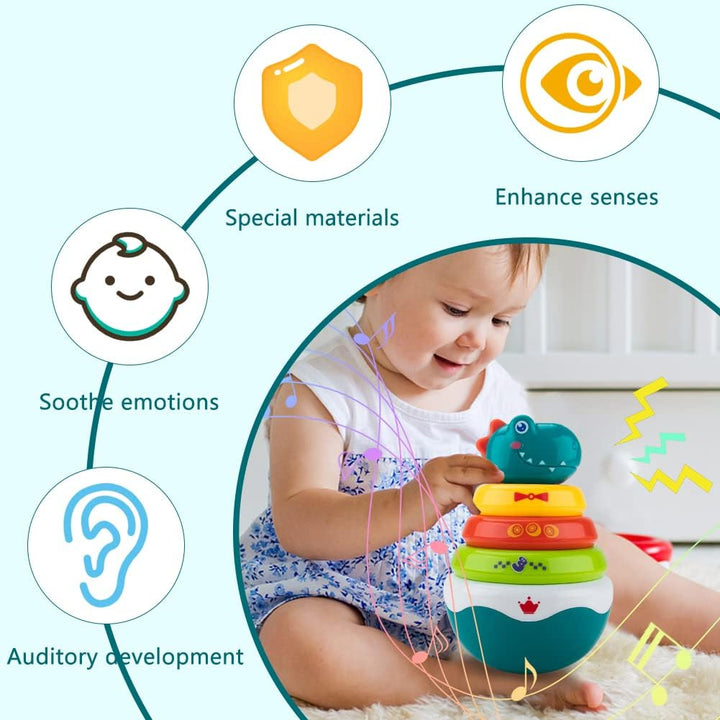 Colorful Montessori Roly - Poly – Stacking & Sensory Baby Rattle - BLL - MT - 0298HE - Planet Junior