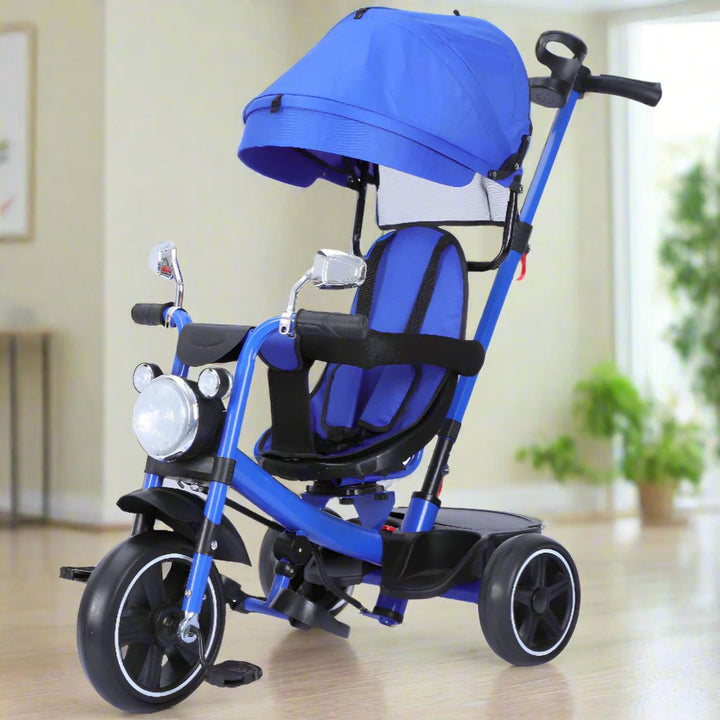 Comfort Ride Kids Tricycle with Canopy, Safety Seat & Parent Handle - BLL - T - 5554 - B - Planet Junior
