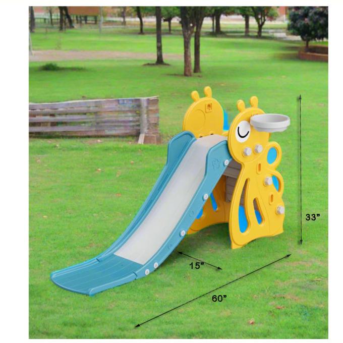 Compact Kids Slide for Small Spaces | L - 60" W - 15" H - 33" - BLL - SL - 013 - 2EDS YELLOW - Planet Junior