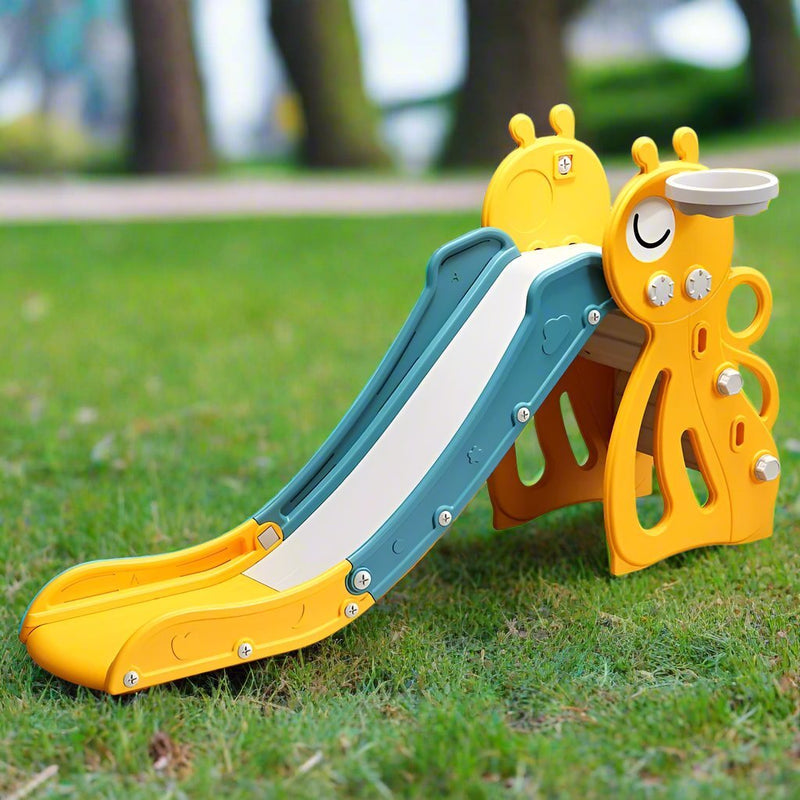 Compact Kids Slide for Small Spaces | L - 60" W - 15" H - 33" - BLL - SL - 013 - 2EDS YELLOW - Planet Junior