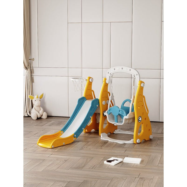 Compact Kids Slide & Swing Set | L - 61" W - 15" H - 31" - BLL - SL - 025EDS - YLW - Planet Junior