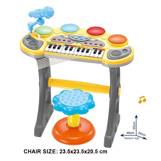 Complete Musical Piano with Lights, Sounds & Stool - 6634A - Planet Junior