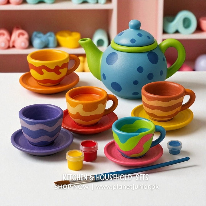 Creative Reusable Painting Tea Set for Kids - BLL - GT - 868 - 16E - Planet Junior