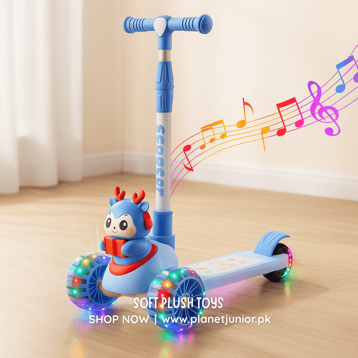 Cute Deer 2 - in - 1 Scooty with Lights & Music - AKT-SW6333A-1 - Planet Junior