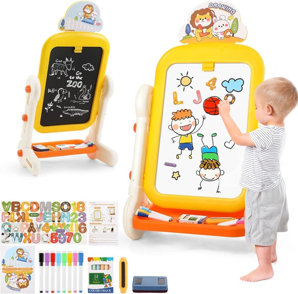 Cute Double Sided Rotatable Writing Board Easel with Accessory Pack - B8011 - Planet Junior