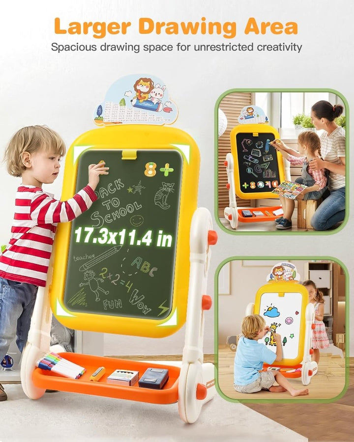 Cute Double Sided Rotatable Writing Board Easel with Accessory Pack - B8011 - Planet Junior