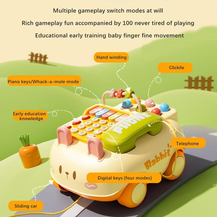 Cute Rabbit Mobile Phone Car – Musical Learning Car for Toddlers - RT-DC007 - Planet Junior