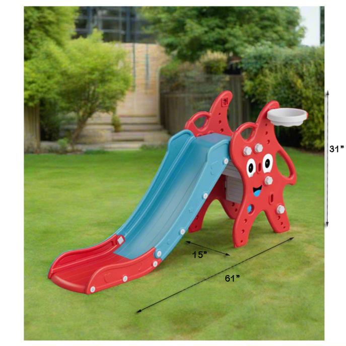 Cute Smile Face Kids Slide | L - 61" W - 15" H - 31" - BLL - SL - 014EDS RED - Planet Junior