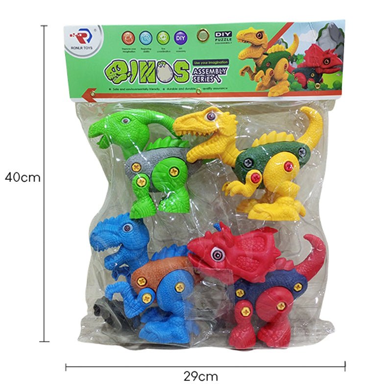 Dinosaur Assemble Play With Plastic Screw Driver | 4 Pcs - RT589 - Planet Junior