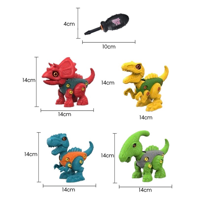 Dinosaur Assemble Play With Plastic Screw Driver | 4 Pcs - RT589 - Planet Junior