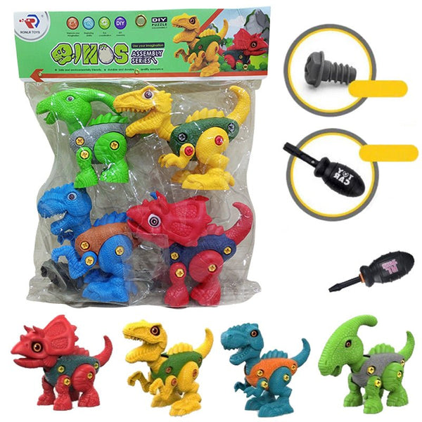 Dinosaur Assemble Play With Plastic Screw Driver | 4 Pcs - RT589 - Planet Junior