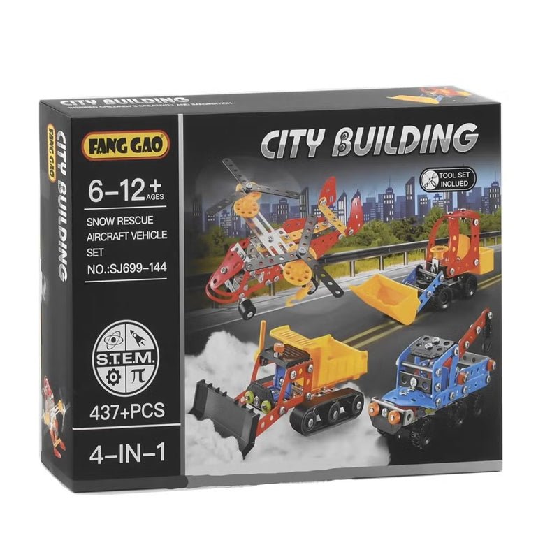 DIY 4 in 1 City Building Snow Rescue Aircraft Vehicle Set | 437 Pcs - BL144 - Planet Junior