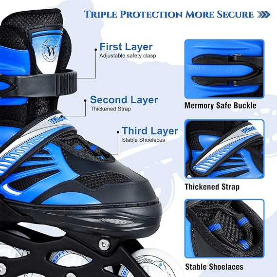 DLX Inline Skates for Teens Large Size Fit - BLL - SKT - 189AL - Planet Junior