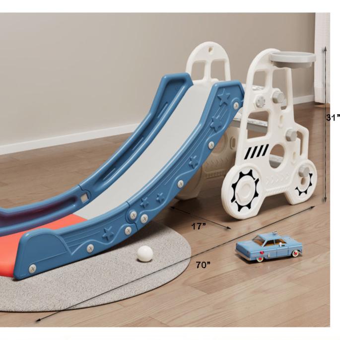 Durable Kids Mini Slide for Playroom | L - 70" W - 17" H - 31" - BLL - SL - 012EDS - Planet Junior