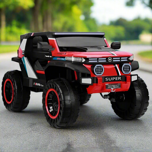 Electric Ride - On Jeep for Kids – 12V, 4 Motors & Parental Remote - BLL - JEP - 6M - RED - Planet Junior