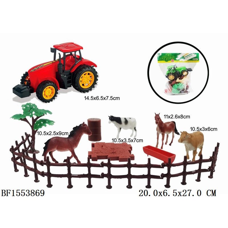 Farm Animal Set with Tractor - BLL - AN - 645 - Planet Junior