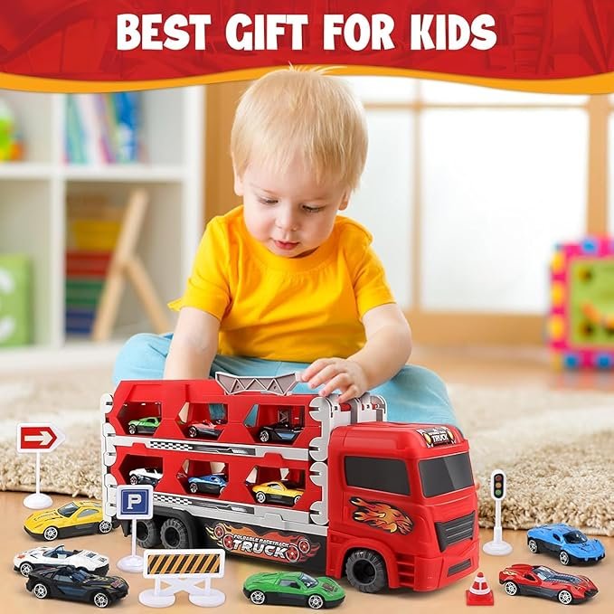 🚚💥 Foldable Transport Truck Toy with Car Ejection Launcher – Planet Junior