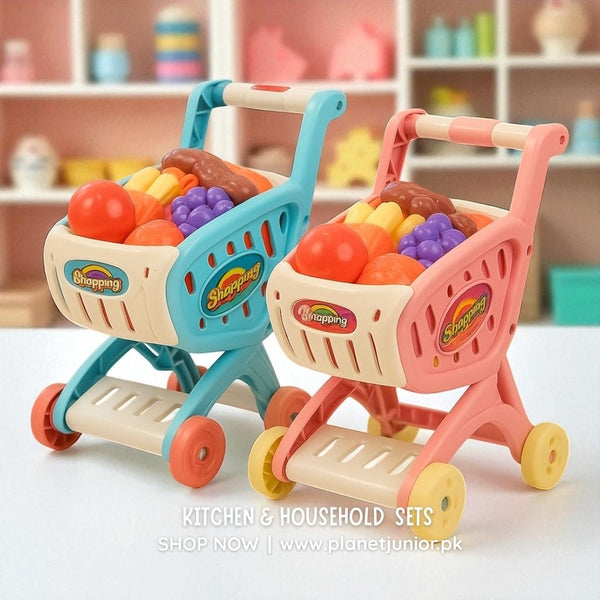 Fruits & Shopping Cart Play Set for Kids - BLL - GT - 1018 - 87 - Planet Junior
