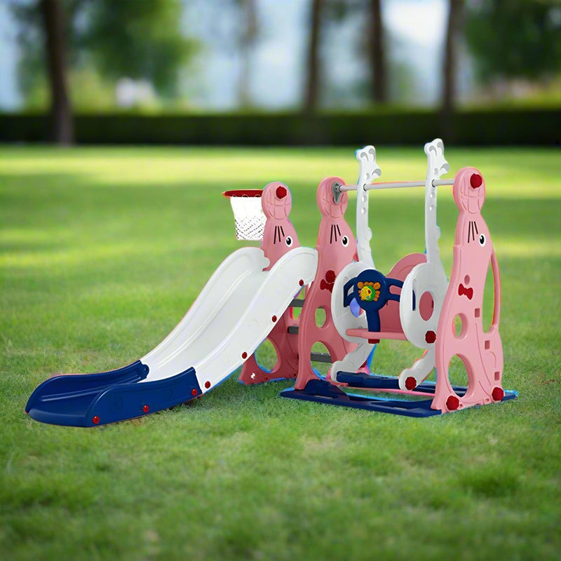 Fun & Active Play Slide, Swing & Basketball Hoop | L - 70" W - 61" H - 46" - BLL - SL - 21B043 - Planet Junior