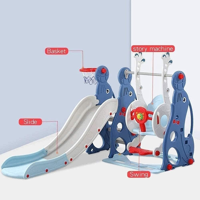 Fun & Active Play Slide, Swing & Basketball Hoop | L - 70" W - 61" H - 46" - BLL - SL - 21B043 - Planet Junior