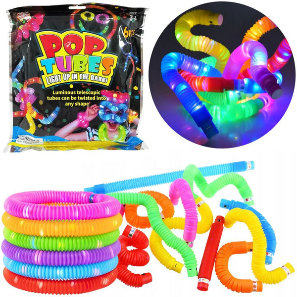 Glow - in - the - Dark Pop Tubes – 6 Pcs Sensory Fidget Set - RT-888-1 - Planet Junior