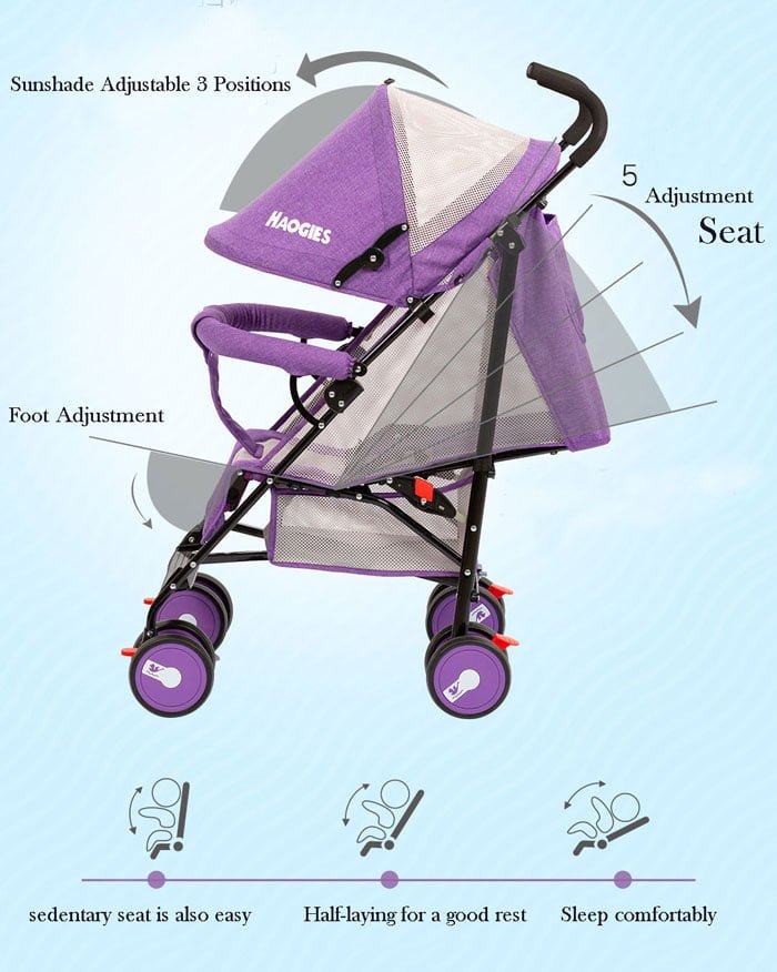Haogies UltraLight Foldable Baby Stroller – Compact, Adjustable &amp; Travel - Friendly - BLL - BG - 103 - 3 - Planet Junior