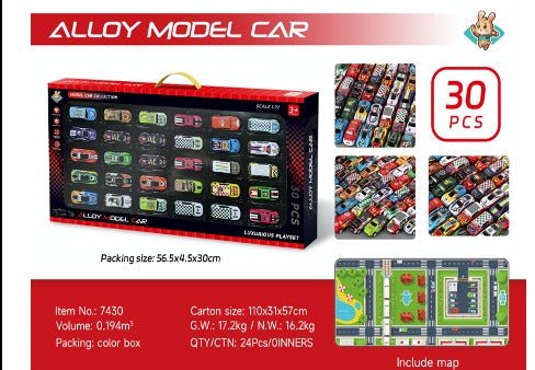 High - Speed 30 Pcs Mini Alloy Car Pack with Map - RT - CT - 1 - Planet Junior