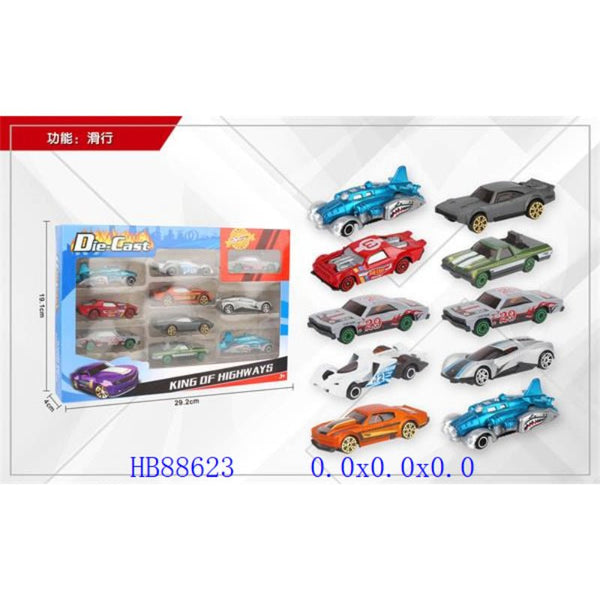 High Speed Die Cast Cars | 10 Pcs - BLL - DK - 324 - 287 - Planet Junior