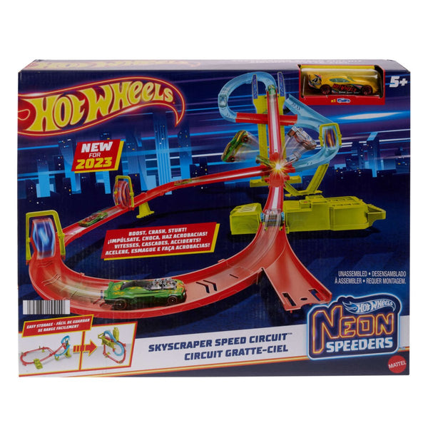 Hot Wheels Neon Speeders Skyscraper Speed Circuit Track Set - HPC07 - Planet Junior