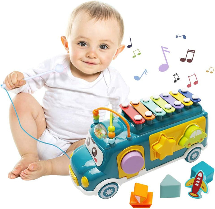 Huanger Baby Shape Sorting & Xylophone Bus – Musical Learning Fun - BLL - MT - 8037HE - Planet Junior