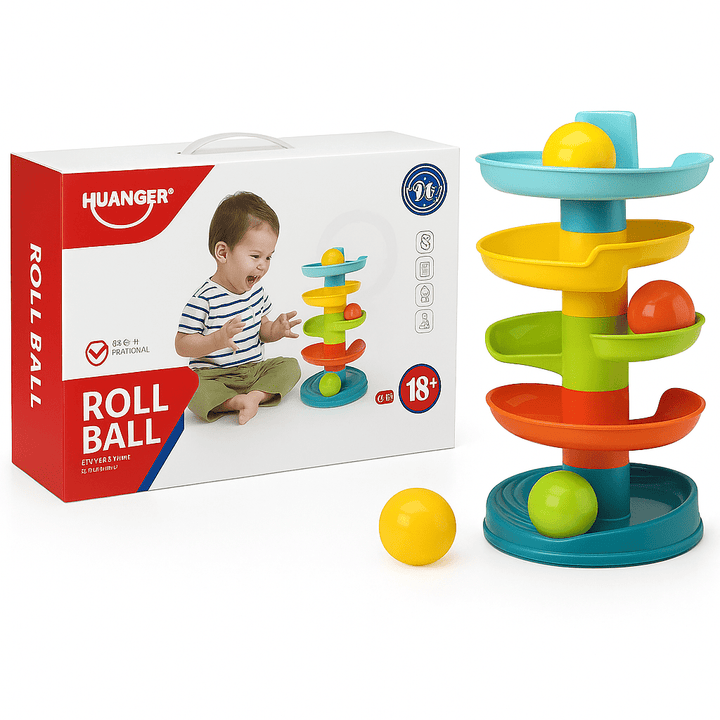 Huanger Rainbow Roll Tower – Colorful Drop & Spin Fun for Toddlers - HFT-HE0291 - Planet Junior