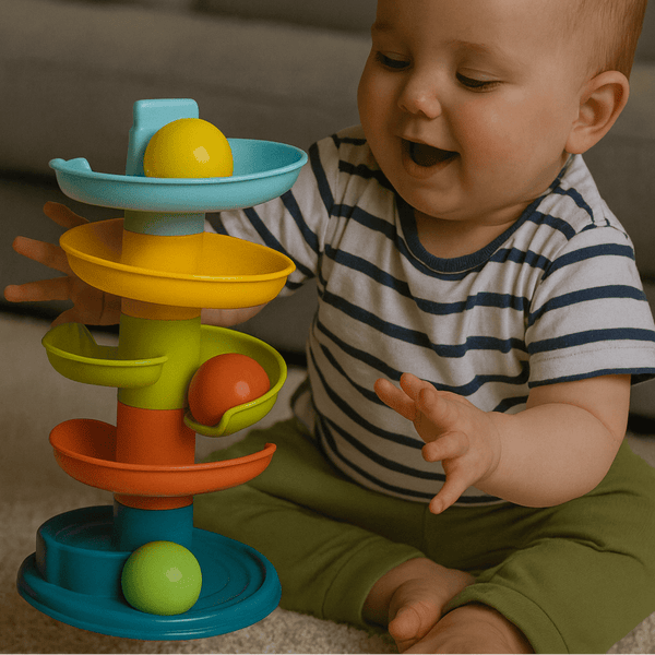 Huanger Rainbow Roll Tower – Colorful Drop & Spin Fun for Toddlers - HFT-HE0291 - Planet Junior