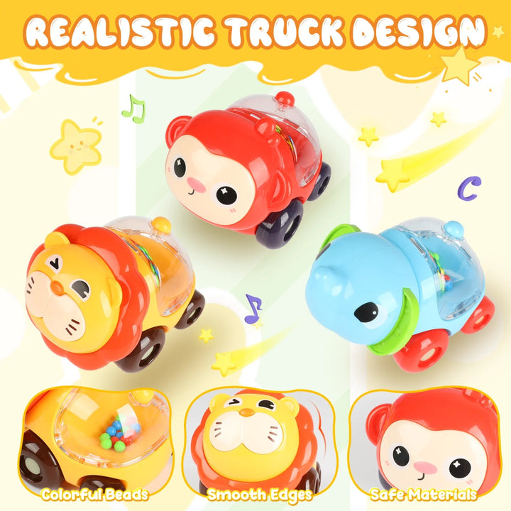 Huanger Rattling Animal Cars – Rolling Fun Set of 4 - BLL - DK - 8069HE - Planet Junior