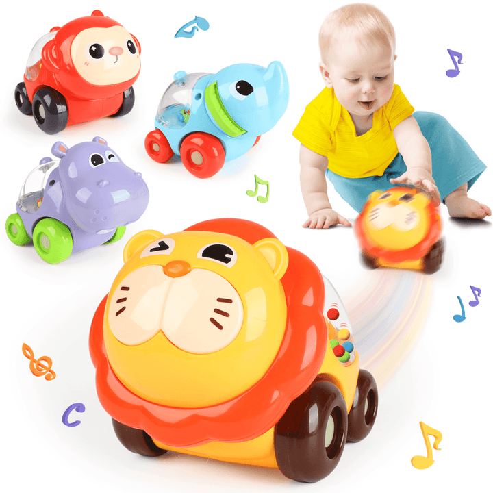 Huanger Rattling Animal Cars – Rolling Fun Set of 4 - BLL - DK - 8069HE - Planet Junior