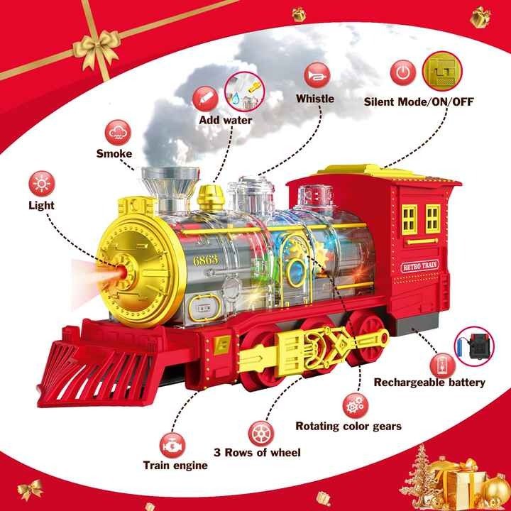 Interactive Large Track Electric Train with Lights, Music & Steam Function - 699 - 72A - Planet Junior