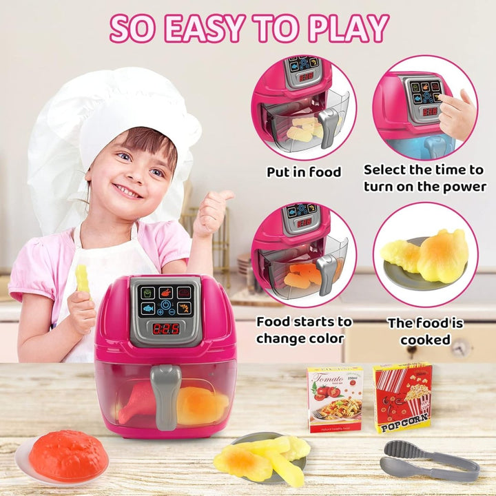 Kids Air Fryer Kitchen Playset with 9 Color - Changing Accessories - ZT - 231 - Planet Junior