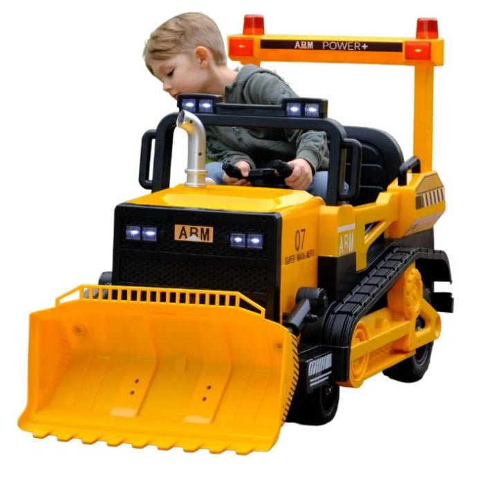 Kids Ride - On Excavator Digger – 12V Battery, Remote Control & Music - BLL - JEP - 6188YLW - Planet Junior