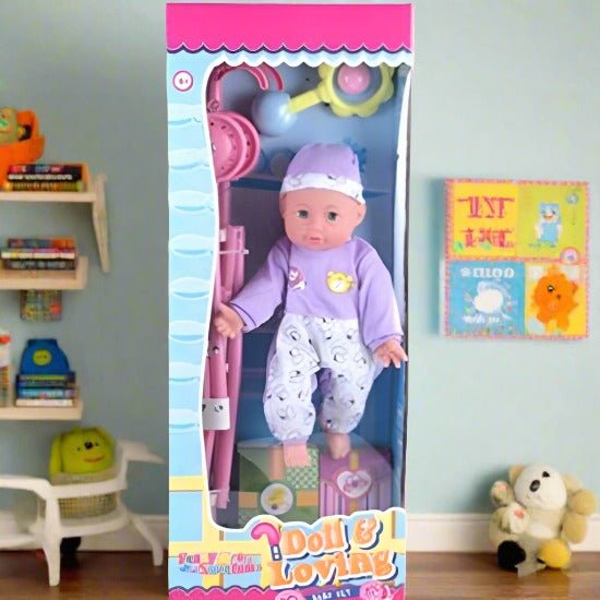 Lovely Cute Doll with Pram and Rattle - BLL - DL - 8830 - 2P - Planet Junior