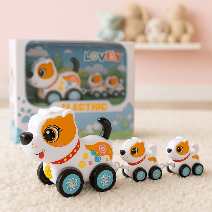 Lovely Electric Puppy Train – Mommy Dog with Two Adorable Puppies - AKT0625 - Planet Junior