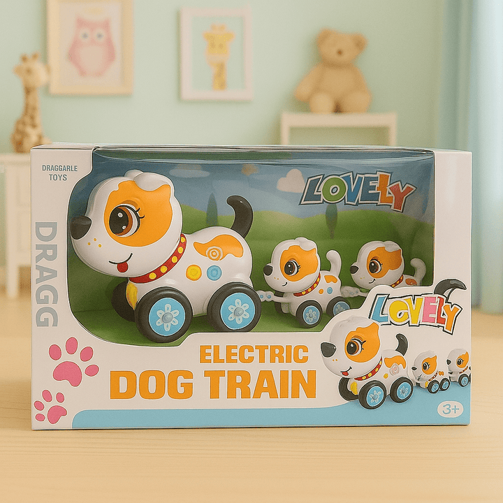 Lovely Electric Puppy Train – Mommy Dog with Two Adorable Puppies - AKT0625 - Planet Junior