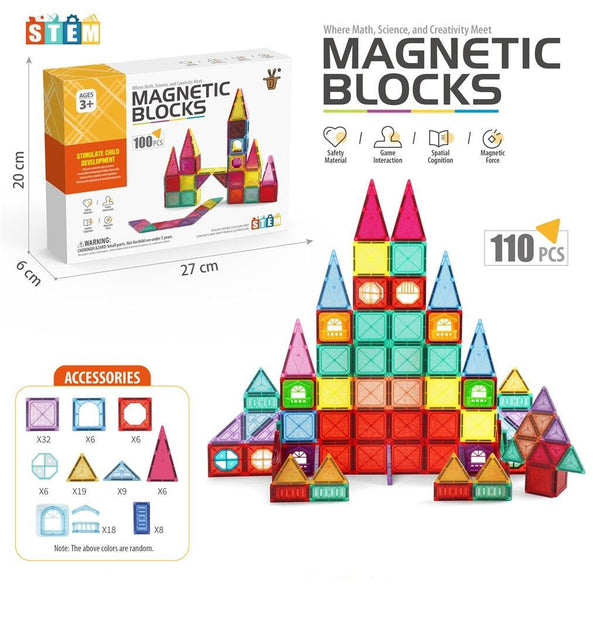 Magnetic Blocks and Tiles Building Set | 110 Pcs - D018 - Planet Junior