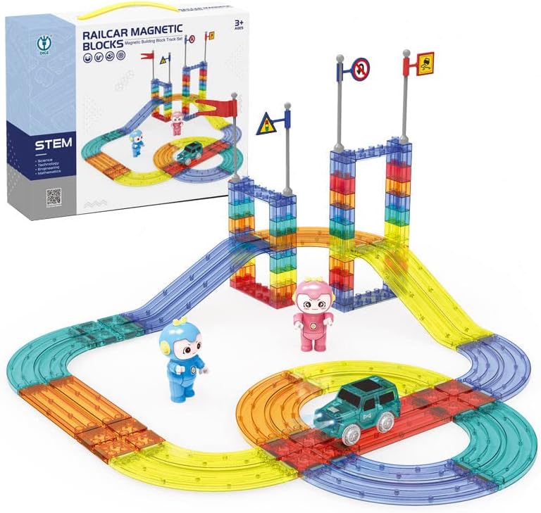 Magnetic Race Car Track Building Block Set | 63 Pcs - BLL - BL - 6706 - Planet Junior