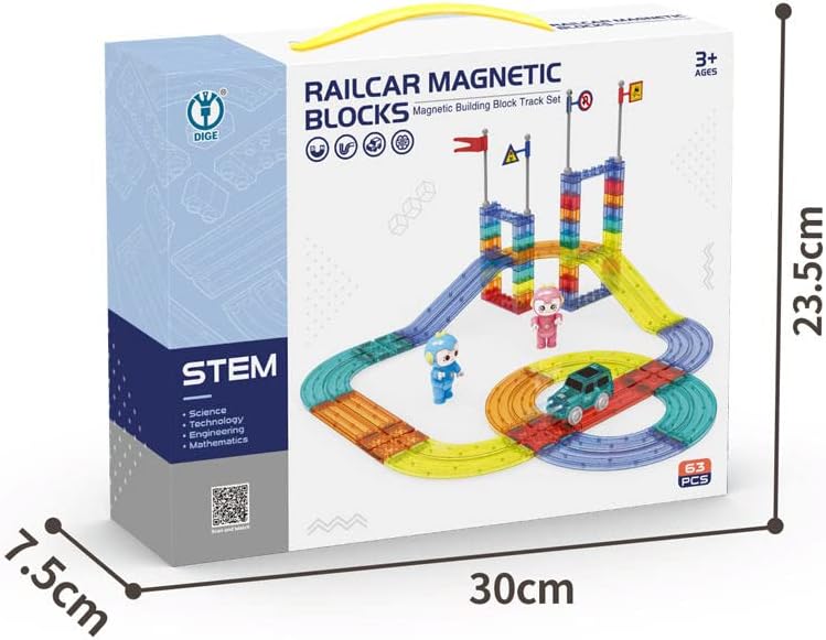 Magnetic Race Car Track Building Block Set | 63 Pcs - BLL - BL - 6706 - Planet Junior