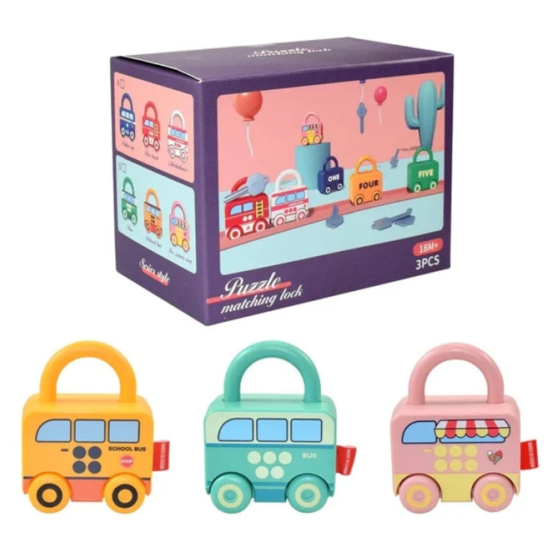 Matching Lock Car Set Puzzle | 3 Pcs - Planet Junior