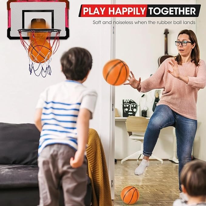 Metal Indoor Basketball Hoop with Scoring Board & Remote Feature - J1368 - 1 - Planet Junior