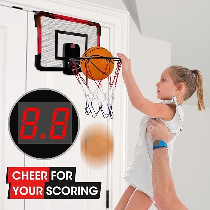 Metal Indoor Basketball Hoop with Scoring Board & Remote Feature - J1368 - 1 - Planet Junior