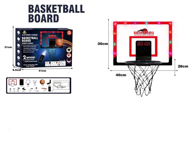 Metal Indoor Basketball Hoop with Scoring Board & Remote Feature - J1368 - 1 - Planet Junior