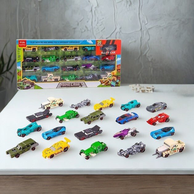 Minecraft Themed 20 Pcs Alloy Metal Car Gift Pack - AKT - 86015 - Planet Junior